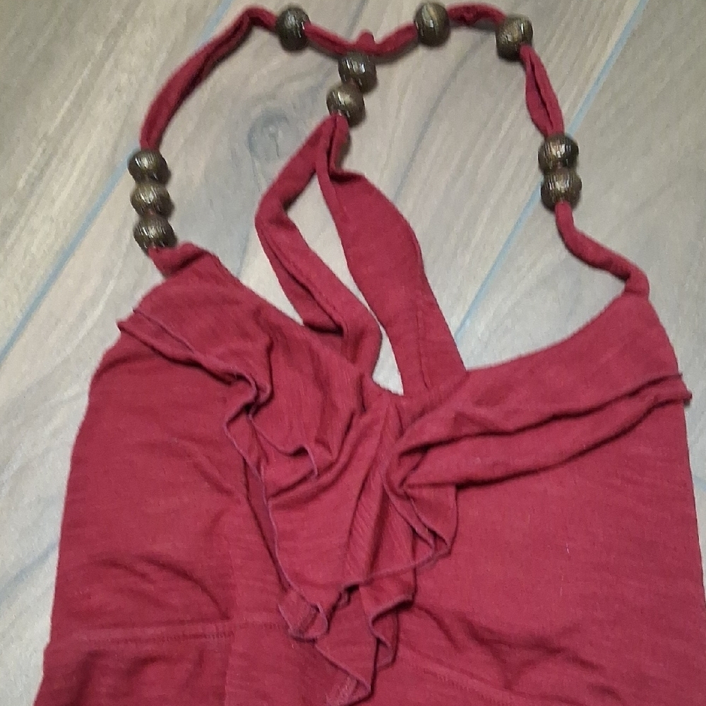 Vanity Red Ruffled Halter Tank Top - Picture 2 of 3